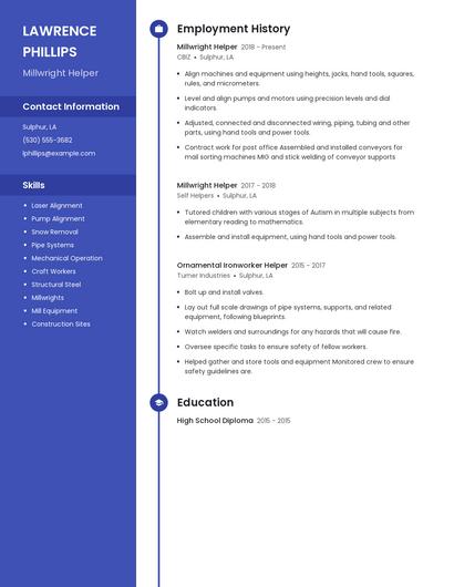 Millwright Helper Resume