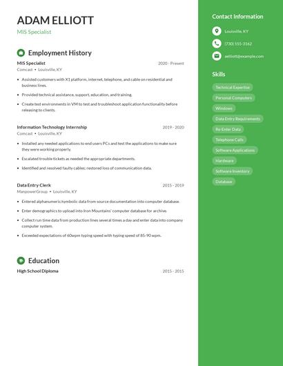 MIS Specialist Resume
