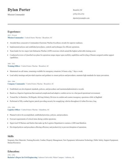 Mission Commander Resume