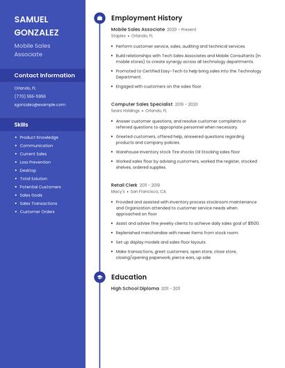 Mobile Sales Associate Resume