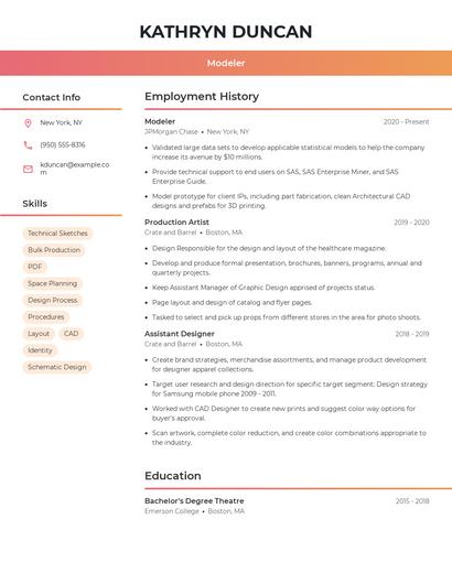Modeler Resume