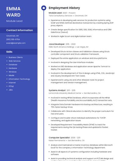 Module Lead Resume
