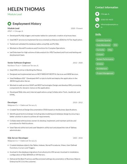 Module Lead Resume
