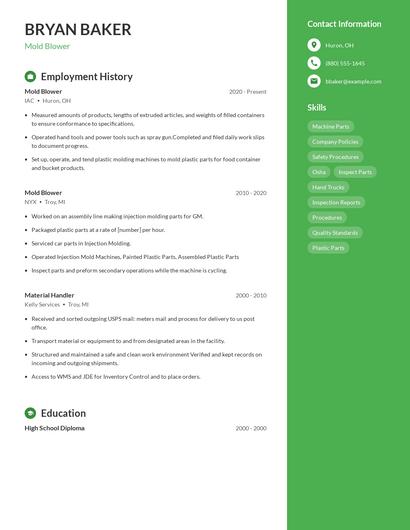Mold Blower Resume