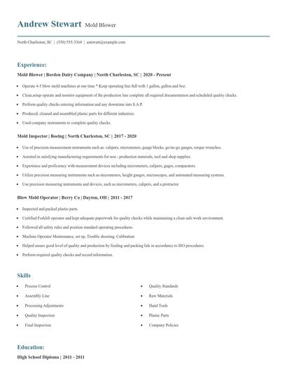 Mold Blower Resume