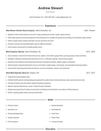 Mold Blower Resume