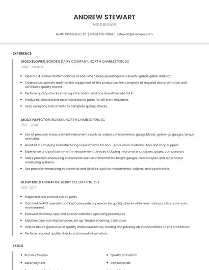Mold Blower Resume