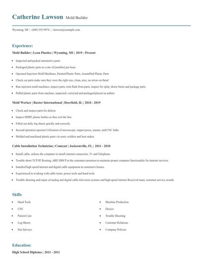 Mold Builder Resume