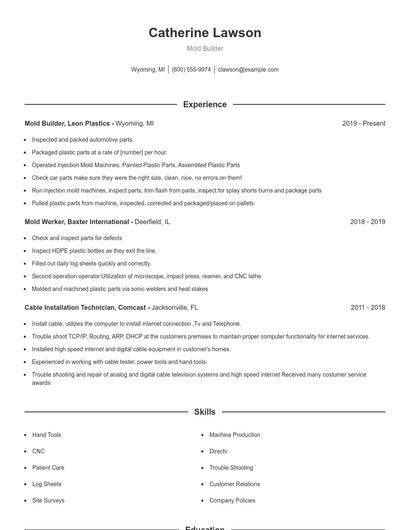 Mold Builder Resume