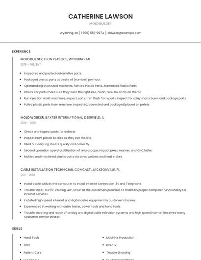 Mold Builder Resume