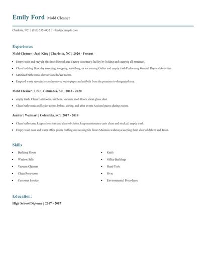 Mold Cleaner Resume
