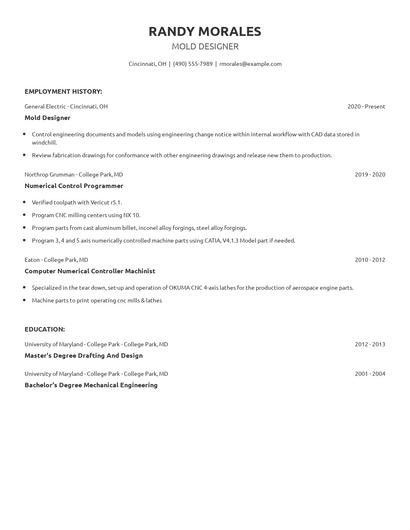 Mold Designer Resume