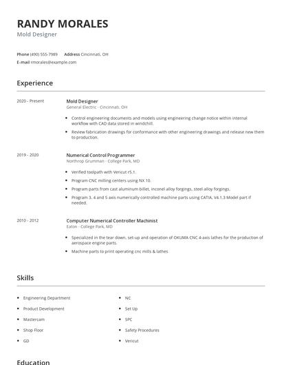 Mold Designer Resume