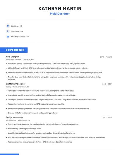 Mold Designer Resume
