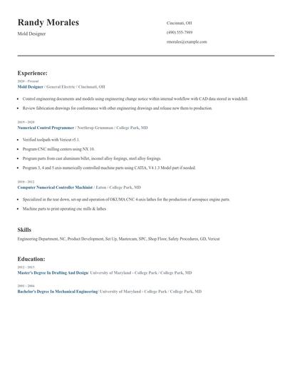Mold Designer Resume
