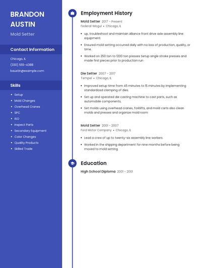Mold Setter Resume