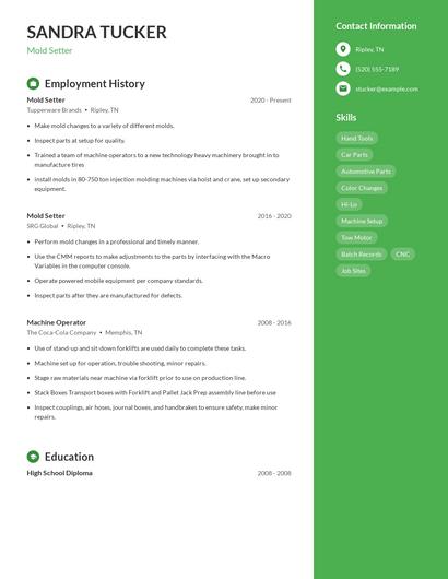 Mold Setter Resume