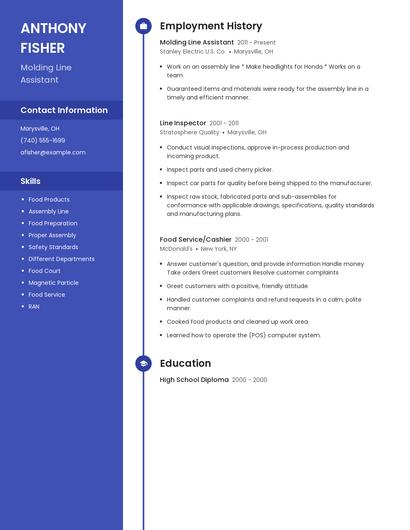 Molding Line Assistant Resume