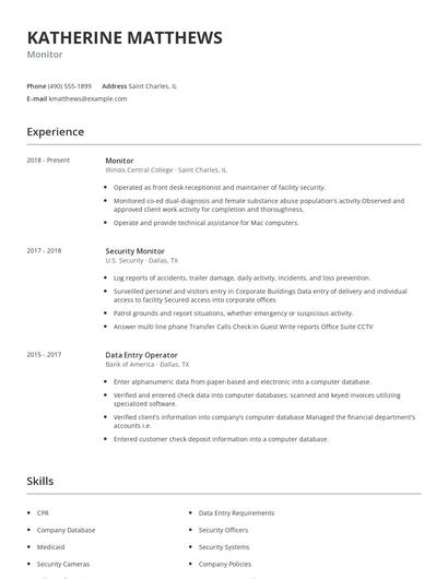 Monitor Resume