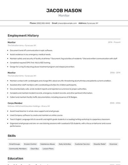 Monitor Resume