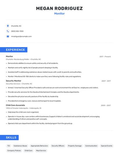Monitor Resume
