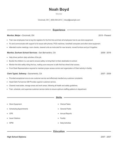 Monitor Resume