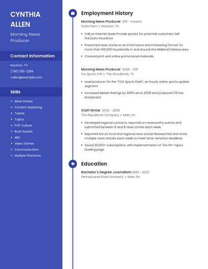 Morning News Producer Resume