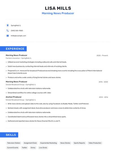 Morning News Producer Resume