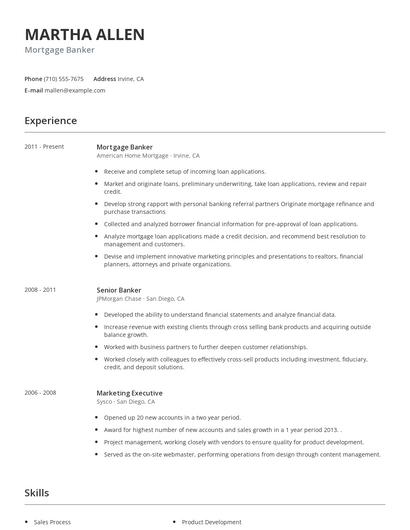 Mortgage Banker Resume