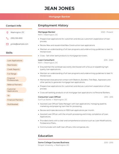 Mortgage Banker Resume