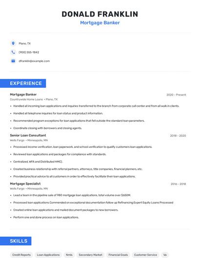 Mortgage Banker Resume