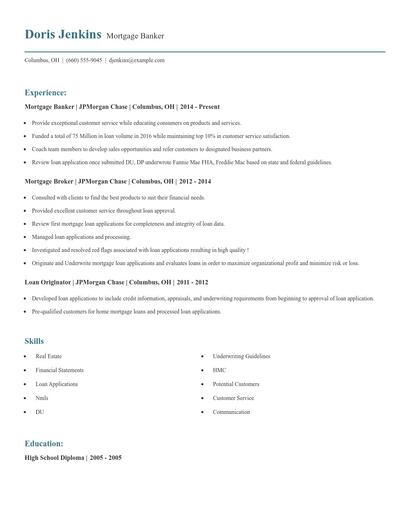 Mortgage Banker Resume