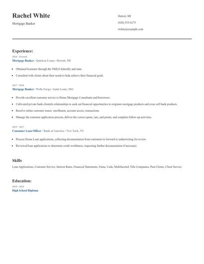 Mortgage Banker Resume