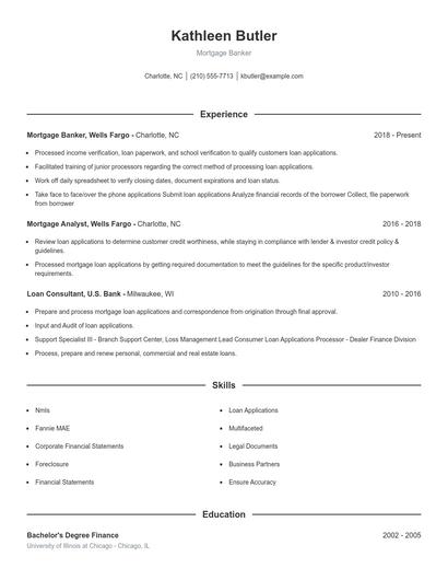 Mortgage Banker Resume
