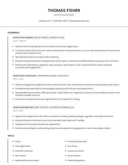 Mortgage Banker Resume