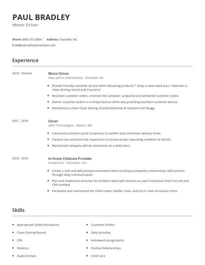 Motor Driver Resume