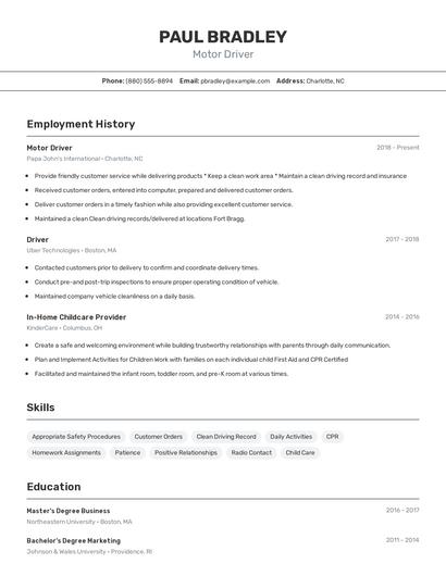Motor Driver Resume