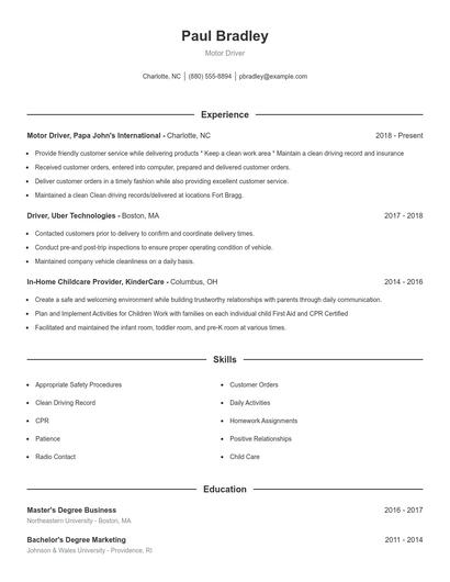 Motor Driver Resume