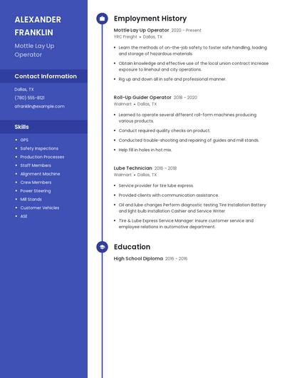 Mottle Lay Up Operator Resume