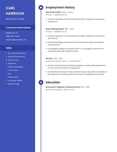 Mountain Guide Resume