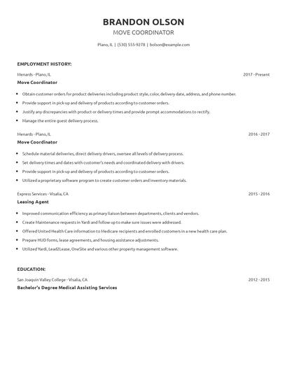 Move Coordinator Resume