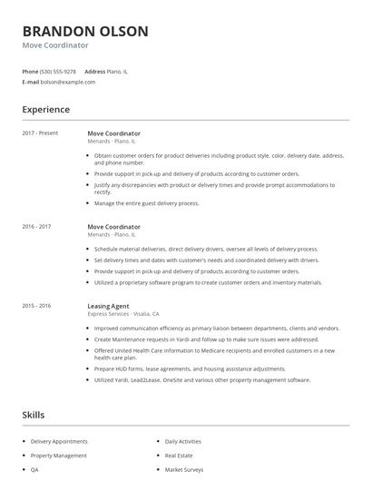 Move Coordinator Resume