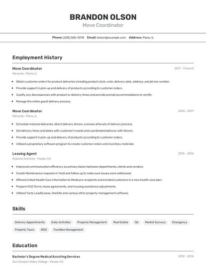 Move Coordinator Resume