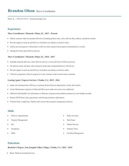 Move Coordinator Resume