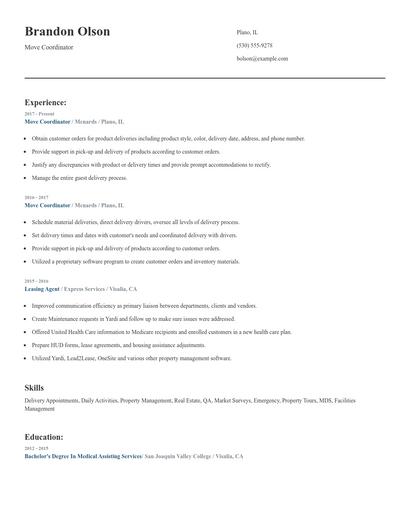 Move Coordinator Resume