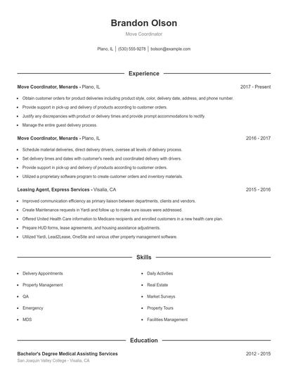 Move Coordinator Resume