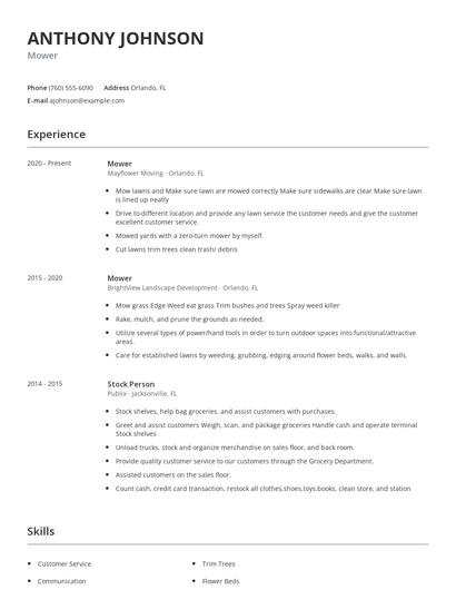 Mower Resume