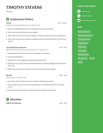 Mower Resume