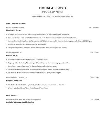 Multimedia Artist Resume