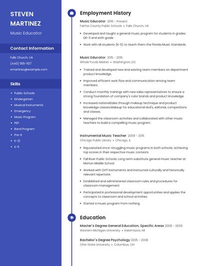 Music Educator Resume